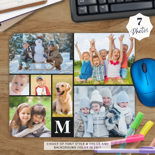 Einfache 7-Collage Monogram benutzerdefiniert Mousepad