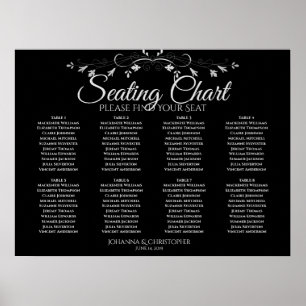 Einfache 8-Tisch-Grau auf der schwarzen Hochzeitss Poster