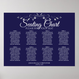 Einfache 8-Tisch-Navy Blue Hochzeitskarte Poster