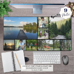 Einfache 9-FotoCollage Personalisiert Schreibtischunterlage<br><div class="desc">Erstellen Sie Ihre eigene, benutzerdefinierte Foto-Schreibtischmatte mit dieser leicht hochzuladenden Foto-Collage-Vorlage mit 9 Bildern verschiedener Formen und Größen und personalisiert mit einem Namen, Monogramm oder Text in Ihrer Auswahl von Schriftart-Stilen und Farbe. Sie können den Beispieltext löschen, um ein Leerzeichen verlassen, und die Hintergrundfarbe auswählen (schwarz angezeigt, um die Rasterlinien...</div>