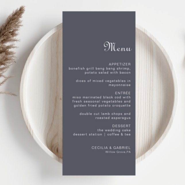 Einfache Abend Boho Wedding Menu Card Menükarte (Von Creator hochgeladen)