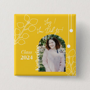 Einfache Abitur-Foliage-Foto Senf Button