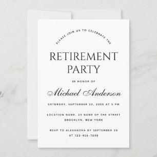 Einfache Abschiedsfeier Schwarz-Weiß Minimalistisc Einladung