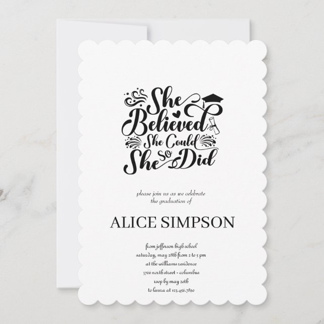 Einfache Abschluss-Einladung Einladung (Vorderseite)