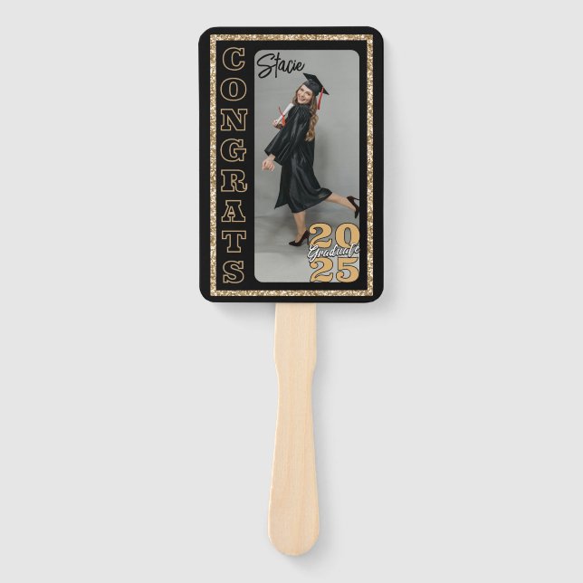 Einfache Abschluss Foto Hand Fan Custom Grad Fächer (Vorderseite)