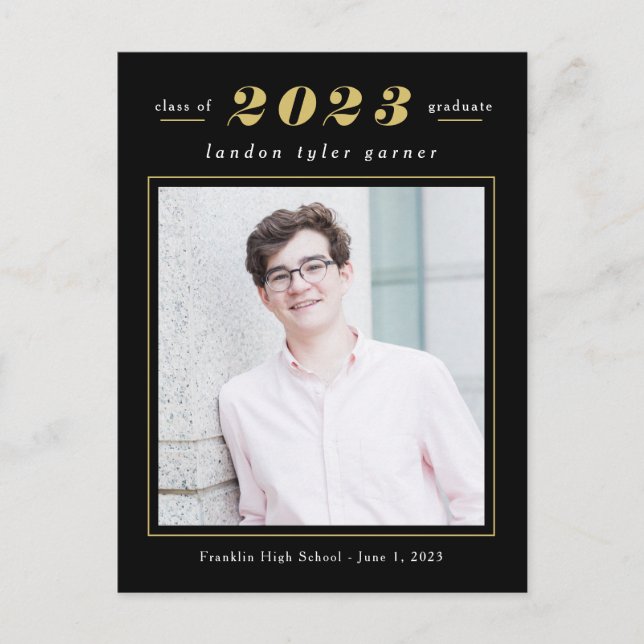 Einfache Abschluss-Postkarte mit bearbeitbaren Stä Postkarte (Vorderseite)