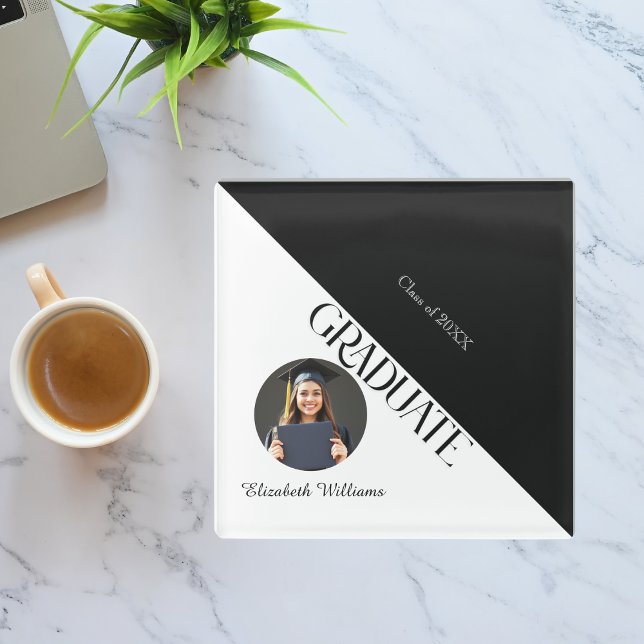 Einfache Abschluss Schwarz/Weiß Glasuntersetzer (Von Creator hochgeladen)