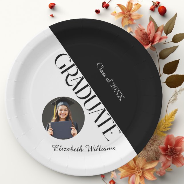 Einfache Abschluss Schwarz/Weiß Pappteller (Von Creator hochgeladen)