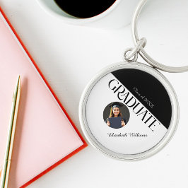 Einfache Abschluss Schwarz/Weiß Schlüsselanhänger