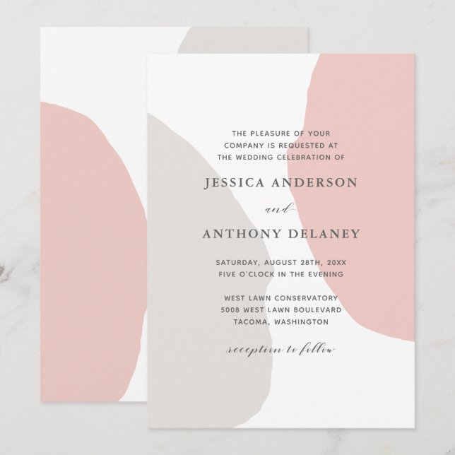 Einfache Abstrakte Formen für Hochzeiten Einladung (Vorne/Hinten)