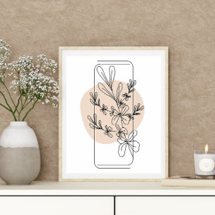 Einfache Abstrakte Minimal Boho Style Blume Poster