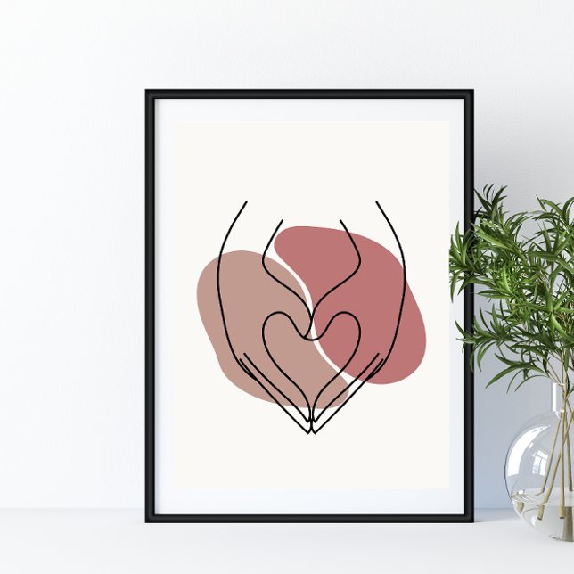 Einfache Abstrakte Minimal Boho Style Hands Herz Poster (Von Creator hochgeladen)