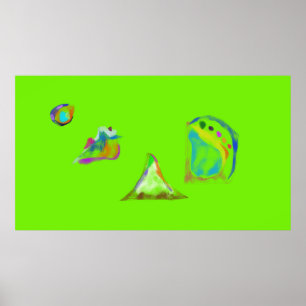 Einfache abstrakte Objekte in Hellgrün Poster