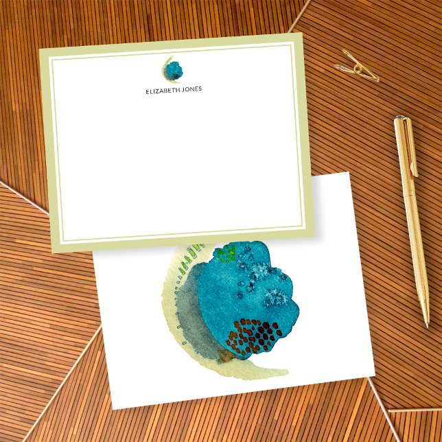 Einfache Abstrakte Wasserfarbe Personalisierte Bod Mitteilungskarte (Front/Back)