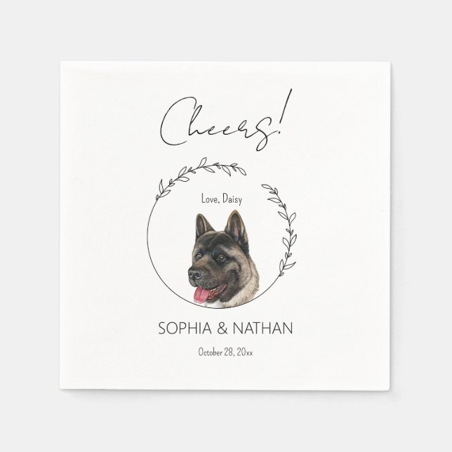 Einfache Akita Dog Wedding Cocktail Serviette (Vorderseite)