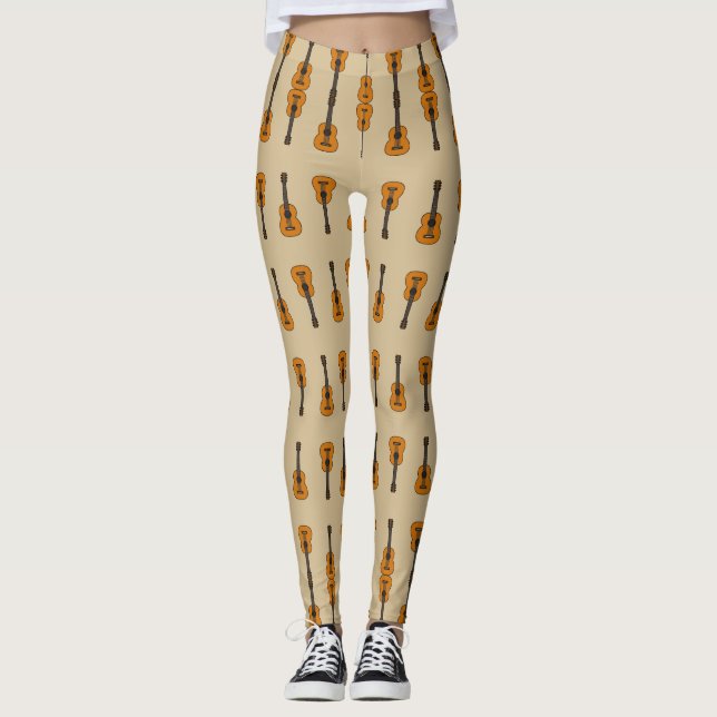 Einfache akustische Gitarre Cartoon Leggings (Vorderseite)