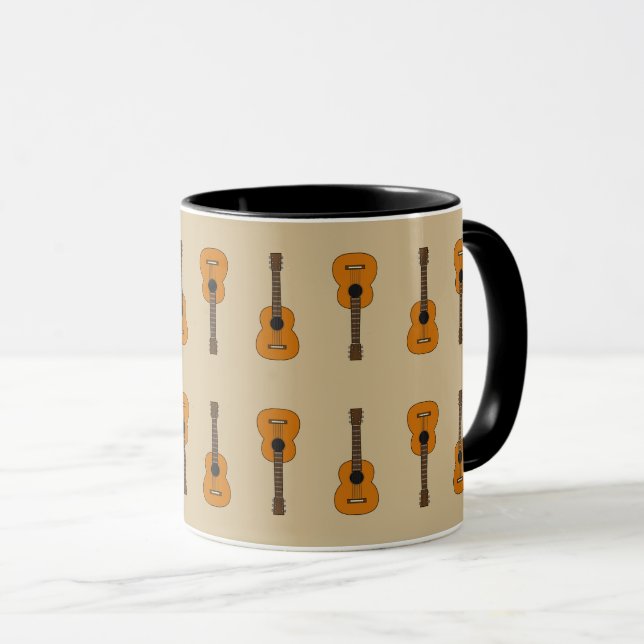 Einfache akustische Gitarre Cartoon Tasse (VorderseiteRechts)