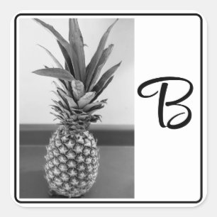 Einfache Ananas-Foto-Single Erstdruckmaschine BW Quadratischer Aufkleber