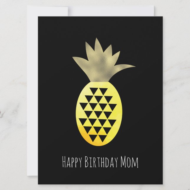 Einfache Ananas Happy Birthday Imitate Gold Card (Vorderseite)