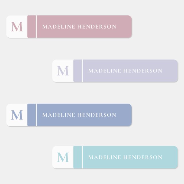 Einfache anfängliche Pastellfarbe Wasserdichte Kin Etiketten (Gruppe)