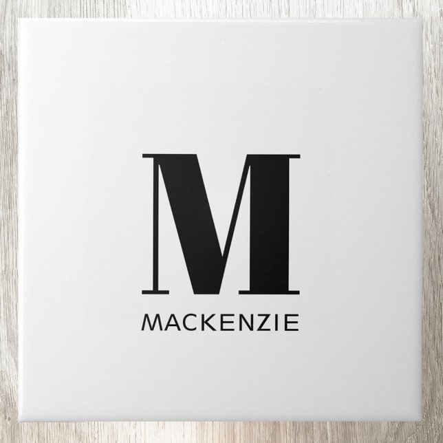 Einfache Anfangsbezeichnung für Monogramm Fliese (Simple monogram initial name personalized ceramic tile)