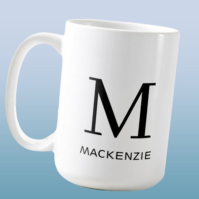Einfache Anfangsbezeichnung für Monogramm Kaffeetasse (Modern monogram initial custom name coffee mug)