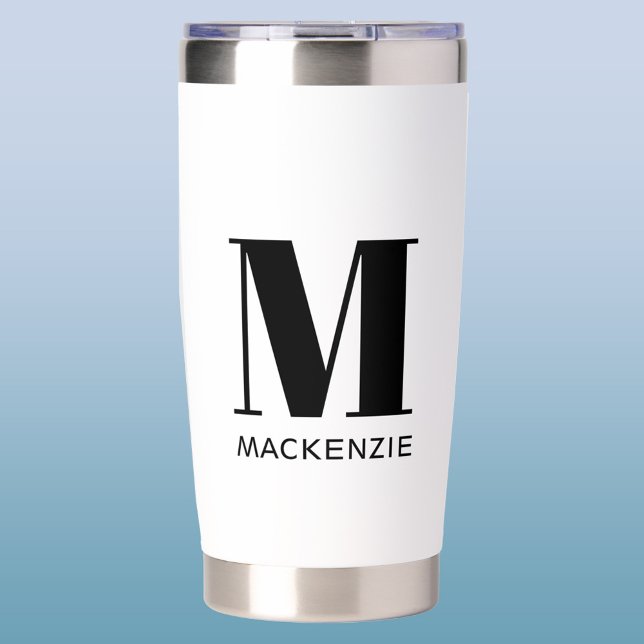 Einfache Anfangsbezeichnung für Monogramm Thermobecher (Modern monogram initial personalized insulated tumbler)