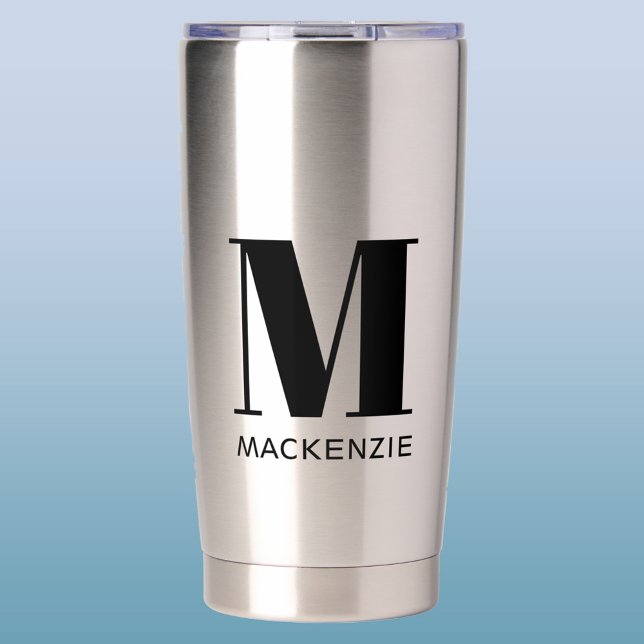 Einfache Anfangsbezeichnung für Monogramm Thermobecher (Simple monogram initial name personalized insulated tumbler)