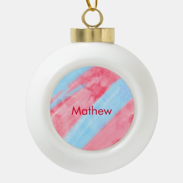 Einfache Anfangsbuchstabe Monogramm tragen Sie Ihr Keramik Kugel-Ornament (Vorderseite)