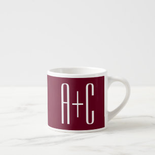 Einfache Anfangsbuchstaben für Paare Weiß & Burg Espressotasse