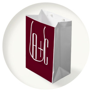 Einfache Anfangsbuchstaben für Paare Weiß & Burg Mittlere Geschenktüte