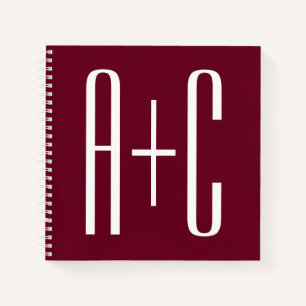 Einfache Anfangsbuchstaben für Paare   Weiß & Burg Notizbuch