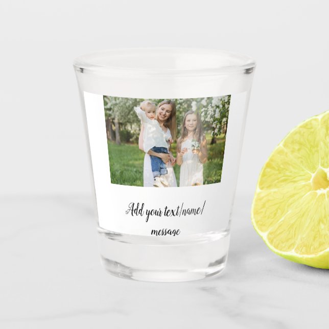 Einfache Angabe des Namens in der Foto-Sortierfolg Schnapsglas (Vorderseite)