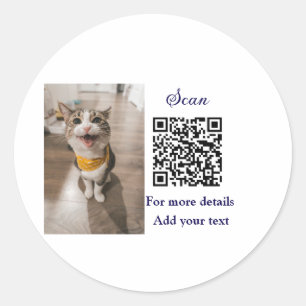 Einfache Angaben zum Tiernamen QR-Code hinzufügen Runder Aufkleber