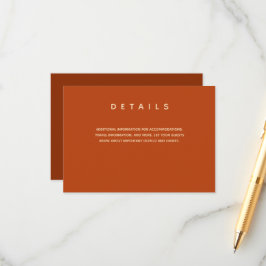 Einfache Angaben zur Hochzeitsbrunnen-Orange-Typog Begleitkarte