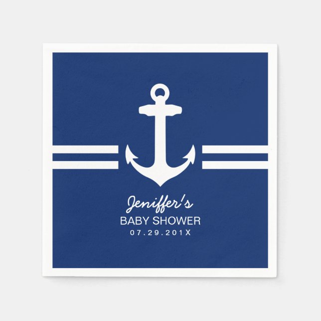 Einfache Ankerdusche aus Nautical Stripes Baby Serviette (Vorderseite)