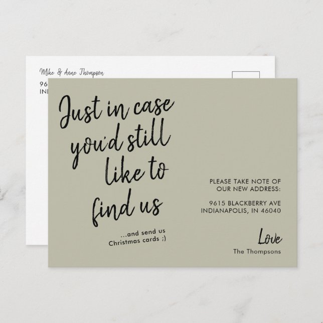 Einfache Ankündigung der Moderne Funny Green Movin Postkarte (Vorne/Hinten)