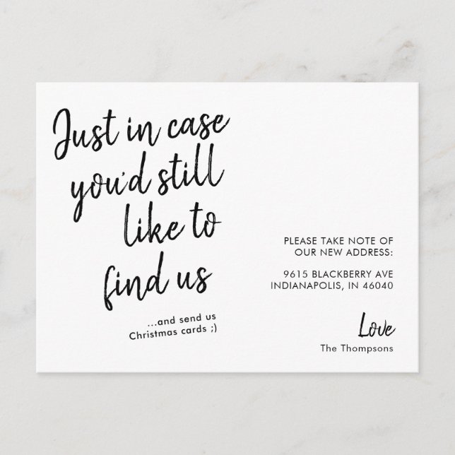 Einfache Ankündigung der Moderne Funny Moving Postkarte (Vorderseite)