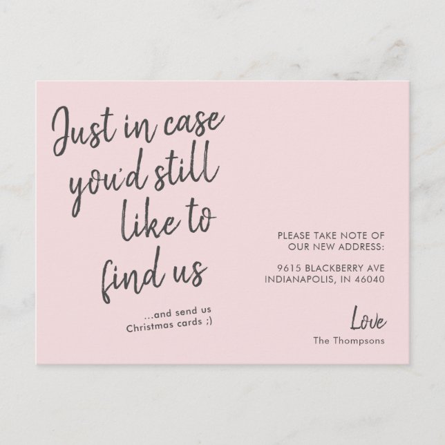 Einfache Ankündigung der modernen, sonnigen Rosa-B Postkarte (Vorderseite)