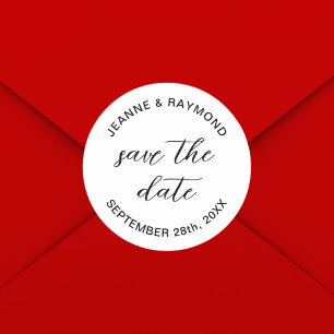 Einfache Ankündigung einer Hochzeit Save the Date Runder Aufkleber