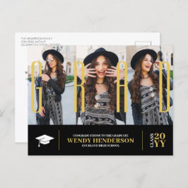 Einfache Ankündigung eines modernen Graduate Black Postkarte