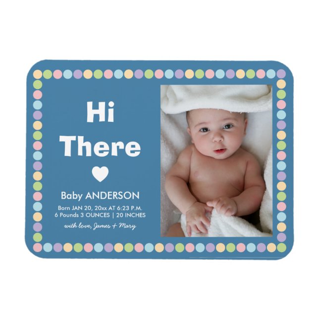 Einfache Ankündigung von Baby Boy Foto Magnet (Horizontal)