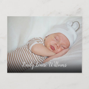 Einfache Ankündigung von Baby Foto Script Postkarte
