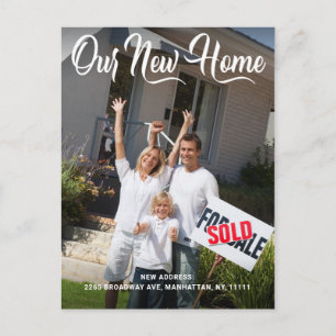 Einfache Ankündigung von neuen Adressen im Foto Postkarte