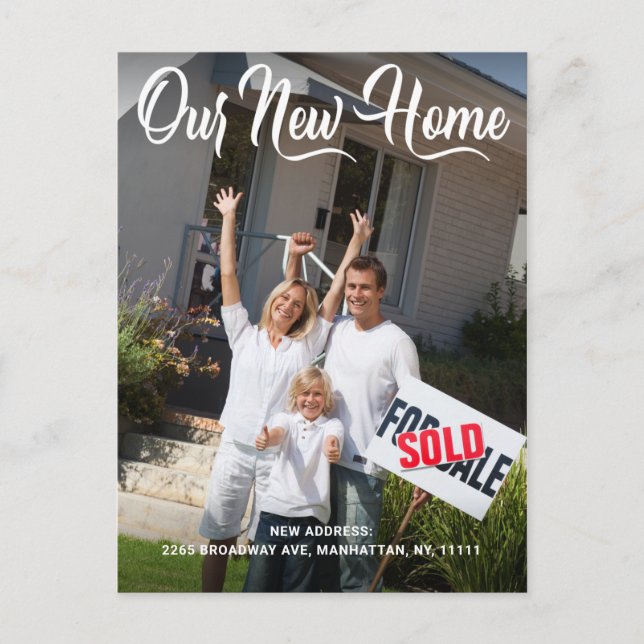 Einfache Ankündigung von neuen Adressen im Foto Postkarte (Vorderseite)
