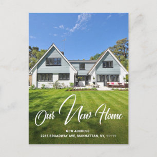 Einfache Ankündigung von neuen Adressen im Foto Postkarte