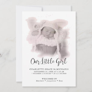 Einfache Ankündigung von Pink Baby Girl Foto