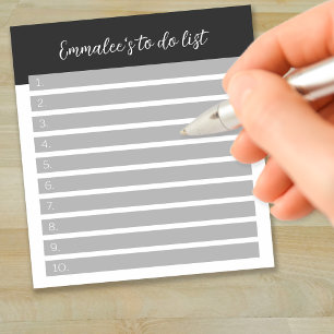 Einfache anpassbare graue linierte nummerierte To- Notizblock