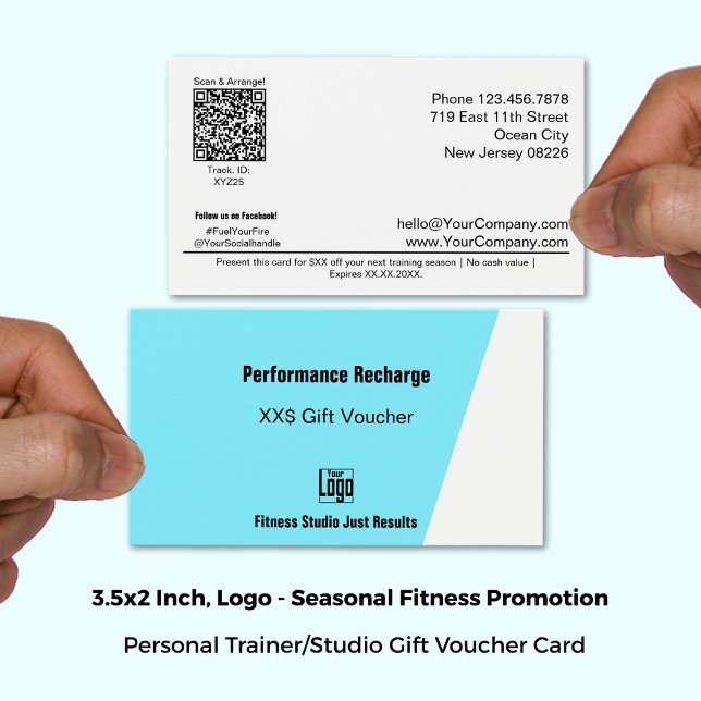 Einfache anpassungsfähige Geschenkgutscheine für A (3.5x2 Inch, Landscape Format, Simple Adaptable Athlete Promo Gift Voucher Card)