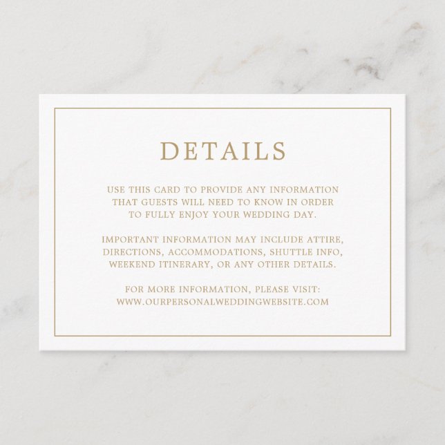 Einfache antike Gold Monogram Elegante Hochzeit Begleitkarte (Vorderseite)